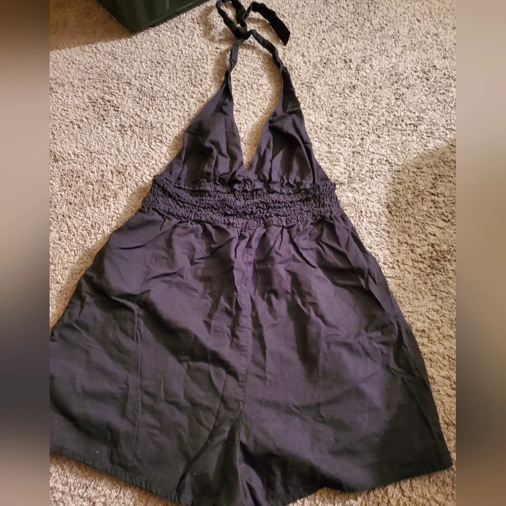 Black Summer Halter Shorts/Romper Black Poppy - Picture 4 of 6